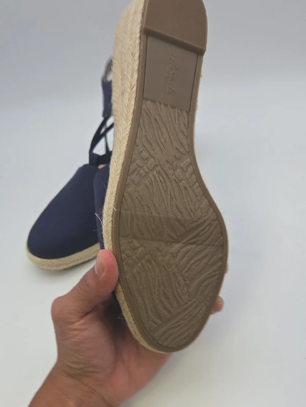 Life Stride Navy Crisscross Slingback Espadrille Wedge